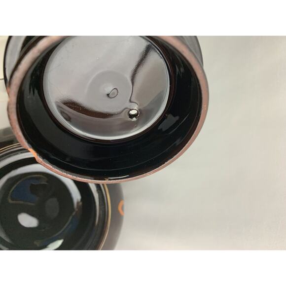 Vintage Brown Heath Ceramics Teapot Made in England Gold Trim Painted Design - Picture 10 of 12